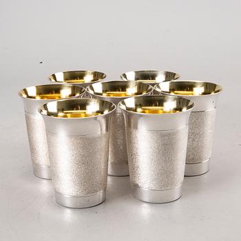 A Swedish 20th century set of 7 sterling beakers mark of Alton Falköping 1978, total weight ca 1192 gr.
