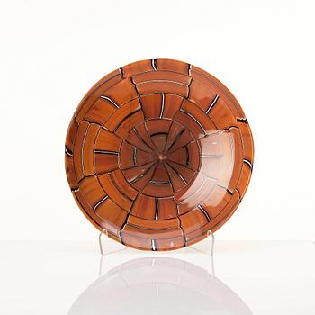 Ercole Barovier, a 'Tessere ambra' dish and three plates, Barovier & Toso Murano Italy 1950-1960s.