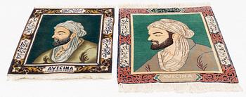 Mattor, två st, persiska, ca 74 x 55 resp 82 x 63 cm.