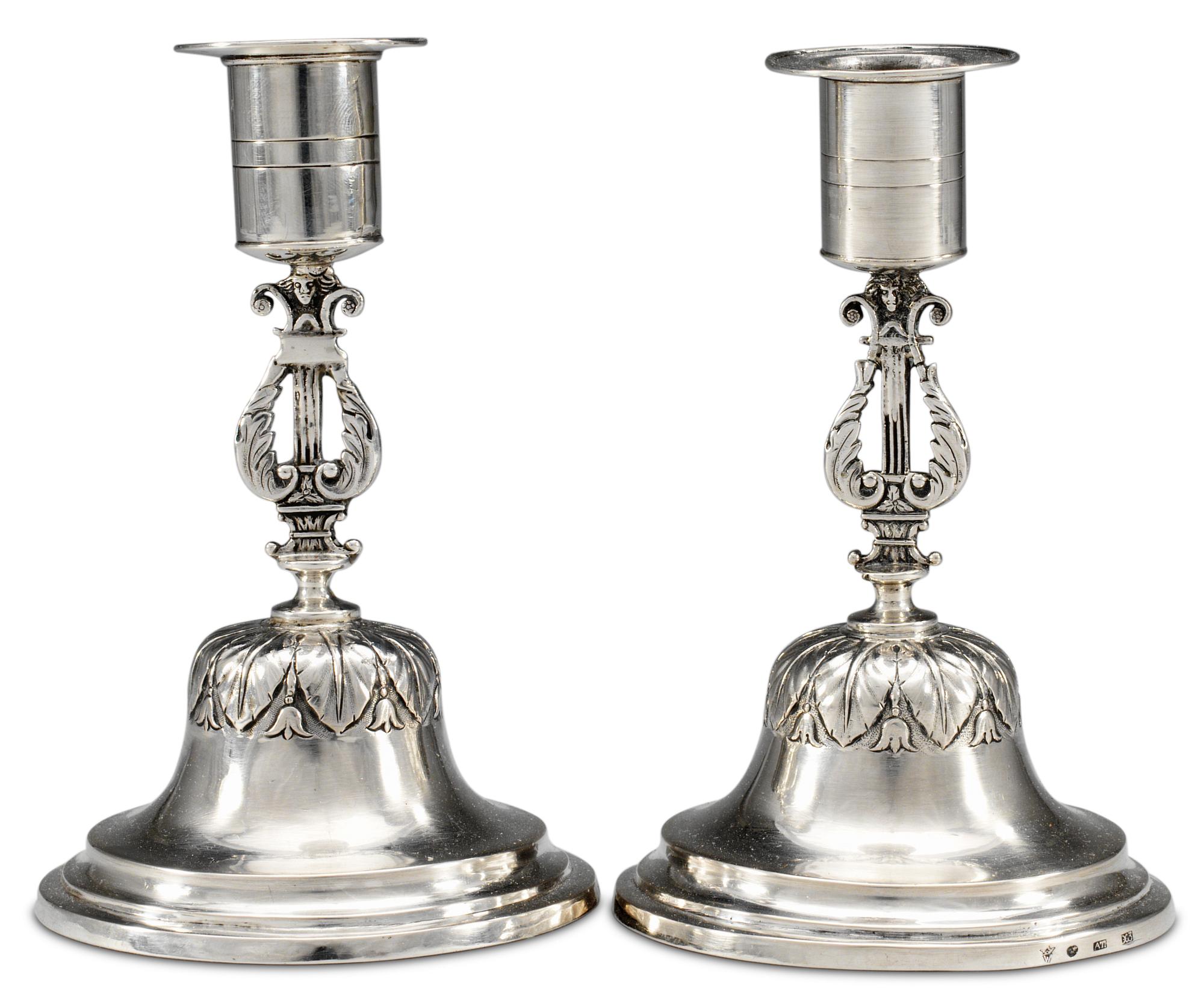 A pair of Swedish 19th cent silver candlesticks, marks of Adam Tillström, Växjö 1828.