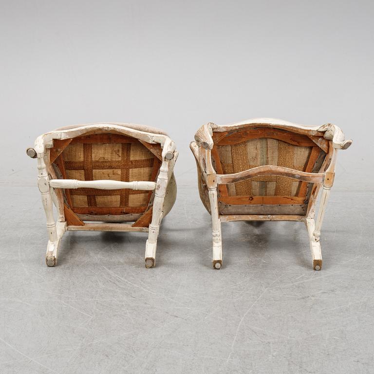 Two similar rococo armchairs, second half of the 18th century.