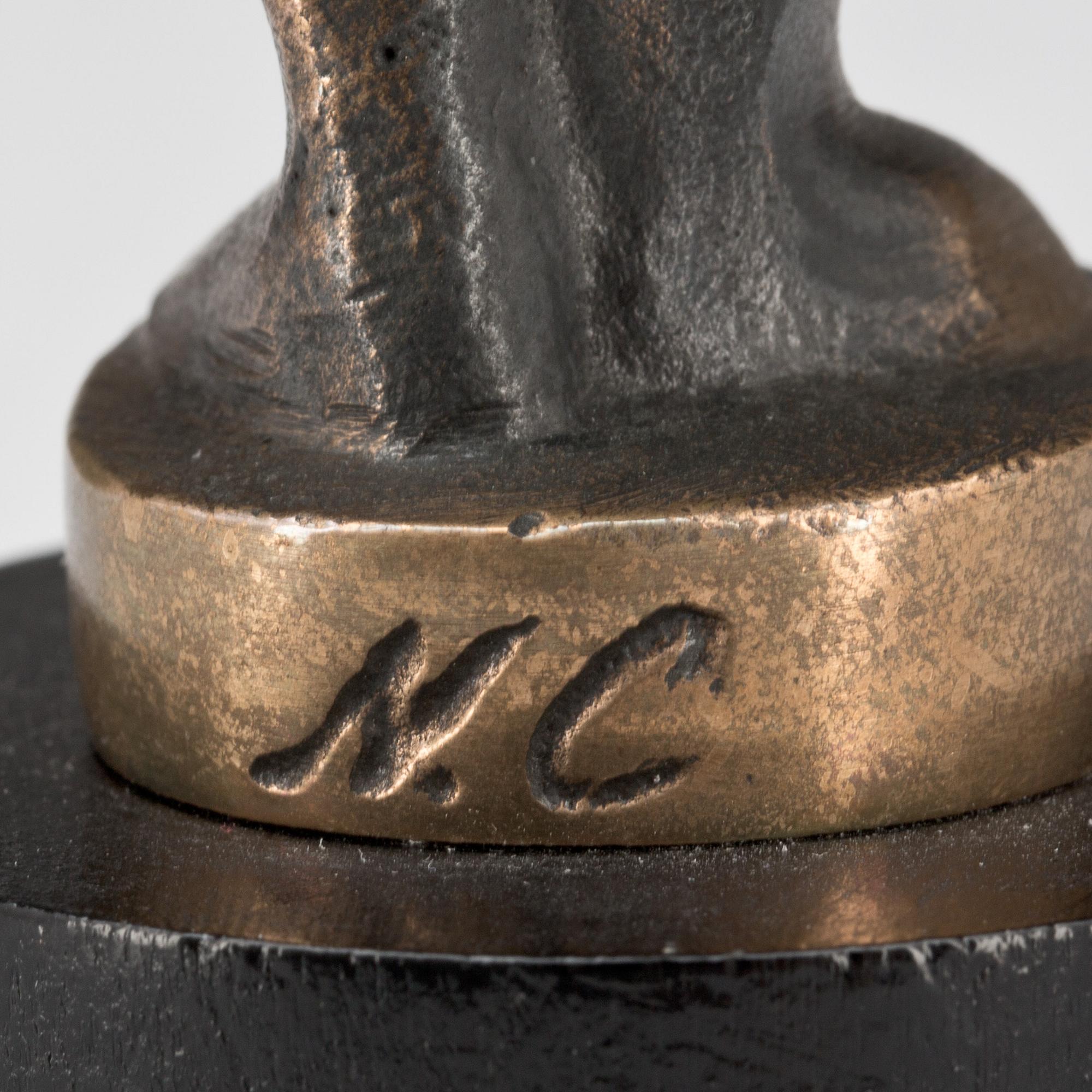 SKULPTUR, brons, "Knallen", signerad N.C.