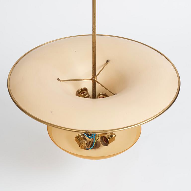 Bertil Brisborg, & Olle Elmgren, a pair of ceiling lamps, custom made, Nordiska Kompaniet 1940s.