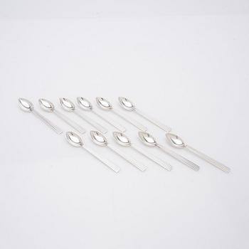 Georg Jensen, kaffeskedar, 11 st, sterling silver, modell "Bernadotte", design Sigvard Bernadotte, Köpenhamn, Danmark.
