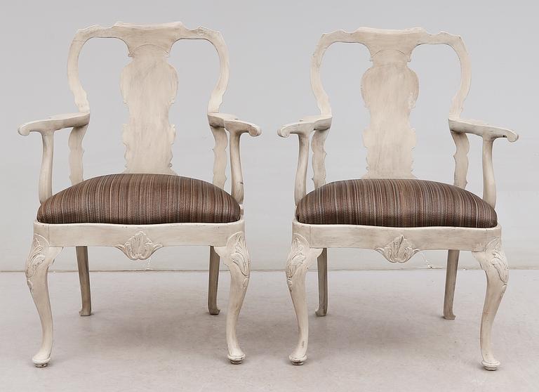 KARMSTOLAR, 1 par, barockstil, 1900-talets andra hälft.