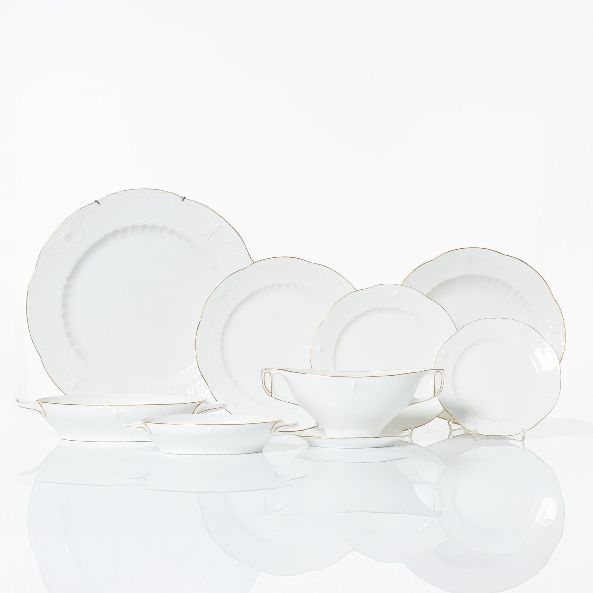 Alf Wallander, a 69 pieces dinner service, porcelain, "Fjäril", Rörstrand, early 20th century.