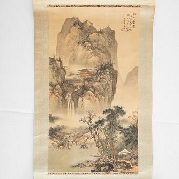 A Japanese scroll painting by unidetified artist, circa 1900.