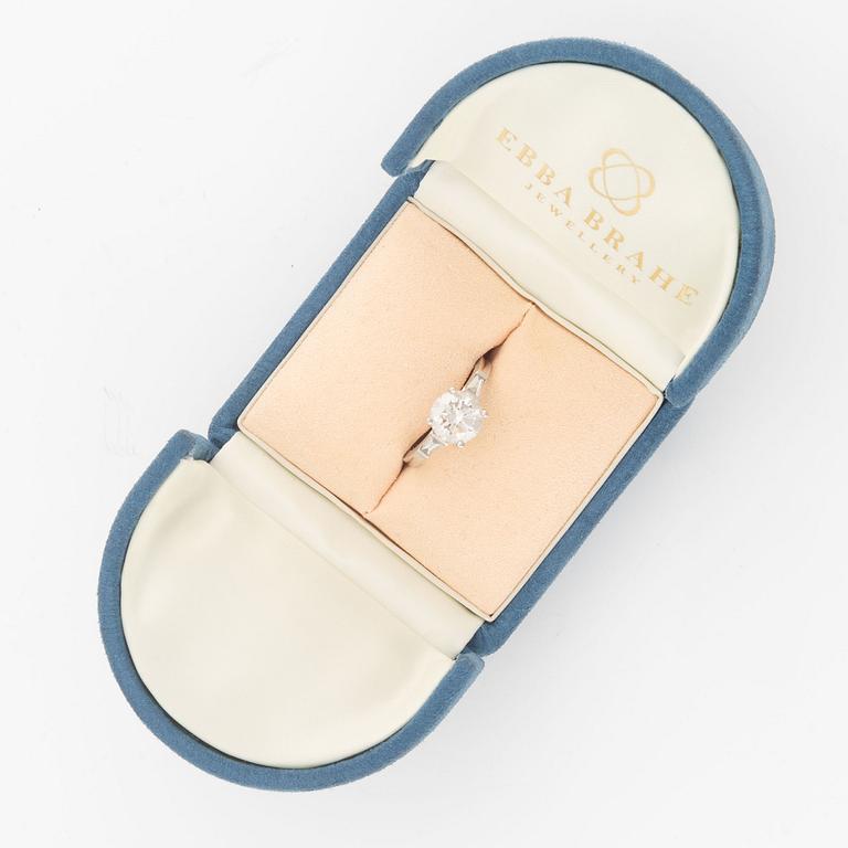 Ebba Brahe, ring, platinum with a round brilliant-cut diamond 2.26 ct.