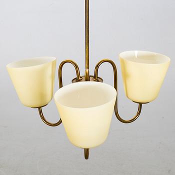 A brass and glass lamp pendant, Swedish Modern, 1940's.