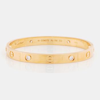 434A. Cartier armband "Love" 18K guld med runda briljantslipade diamanter.