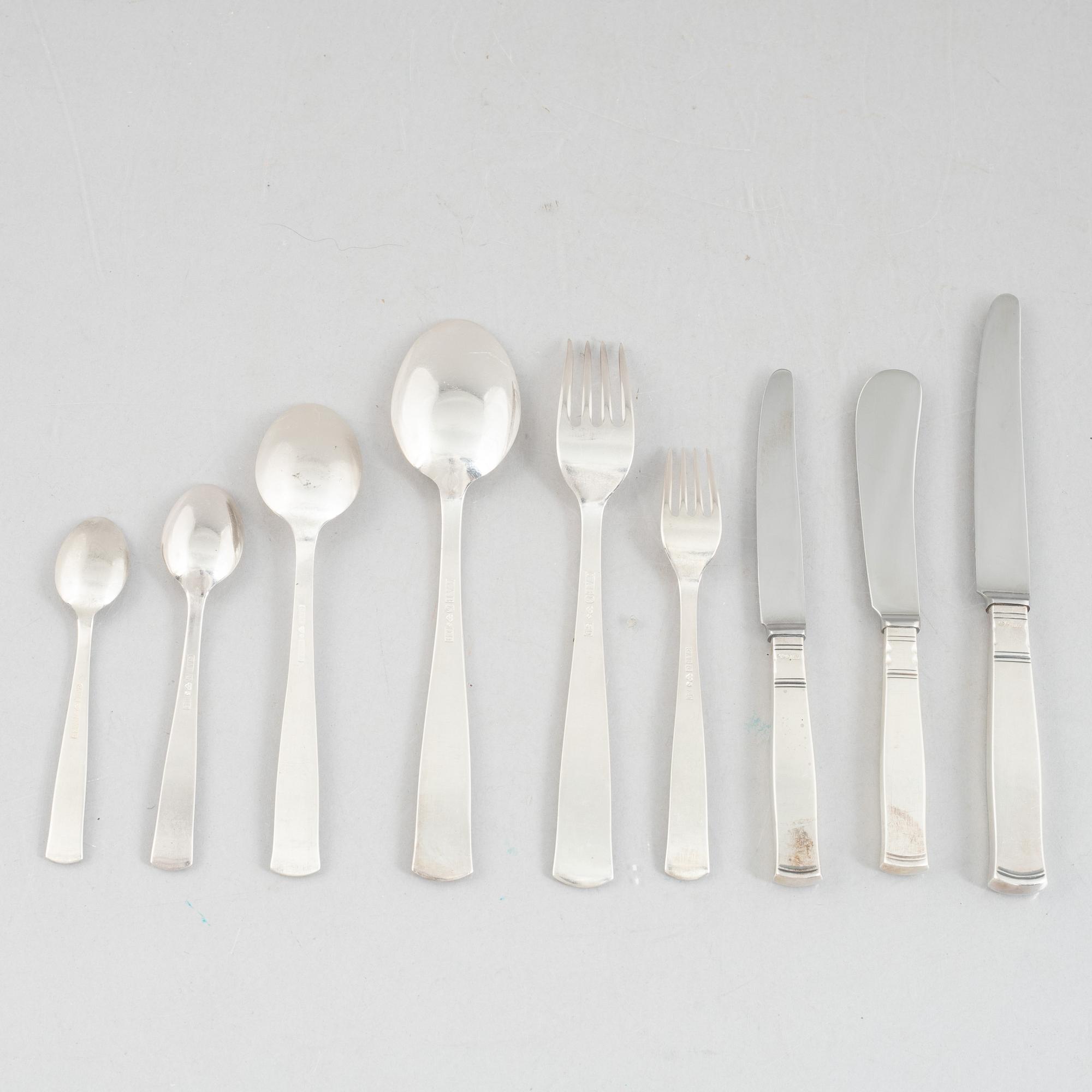Jacob Ängman, a 100-piece silver flatware set, "Rosenholm", GAB, 1965-1990.