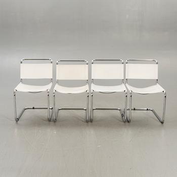 A set of four Italien chrome and leather chairs later part of the 20th century.