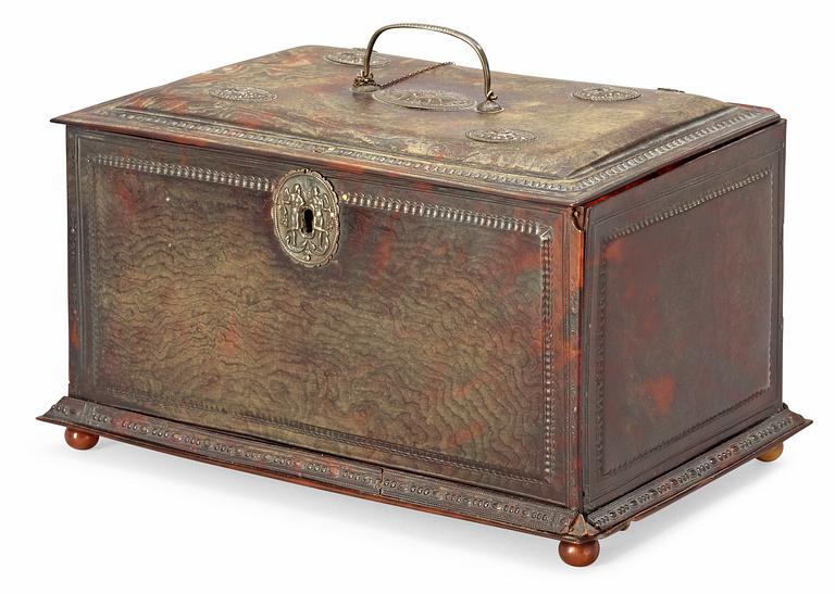 A Baroque 17th century tortoiseshell casket.