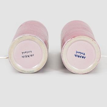 A pair of ceramic tablelamps, Arabia Finland, 1960s/70s.