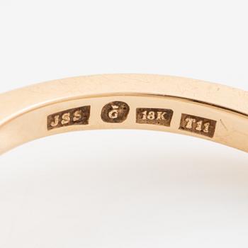 Ring 18K gold with a brown stone and round brilliant-cut diamonds.