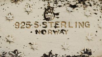 SALTKAR, 2 st, sterlingsilver, Norge. Total vikt utan glasinsats ca 36 g. .