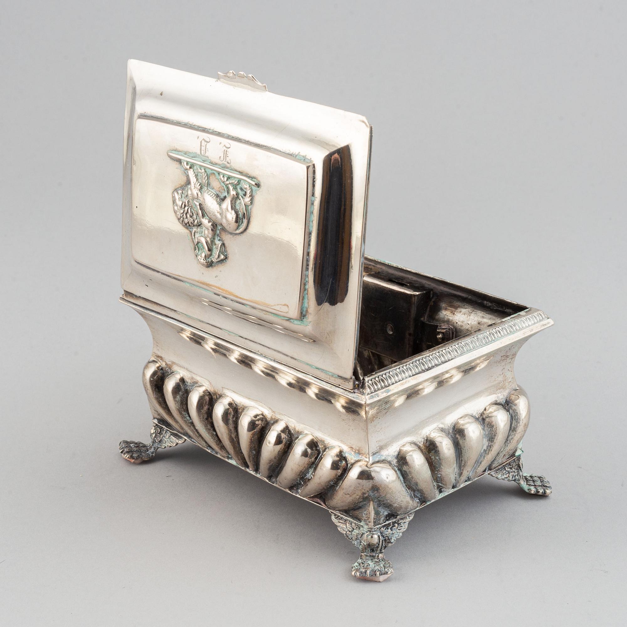 A silver sugar box, probably Poland, 19th century.