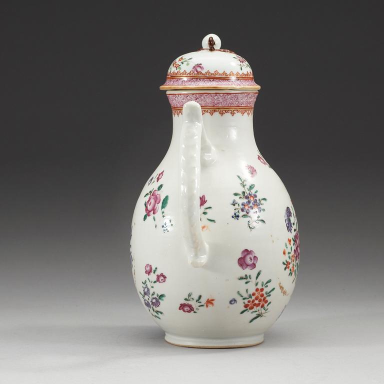 A famille rose coffeepot with cover, Qing dynasty, Qianlong (1736-95).