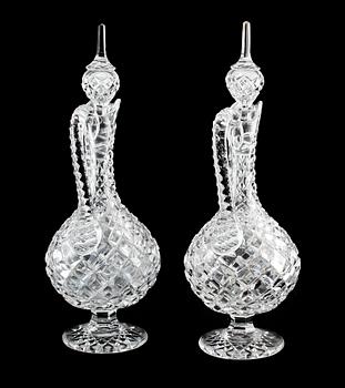 VINKARAFFER, 1 par, glas, 1900-talets mitt.