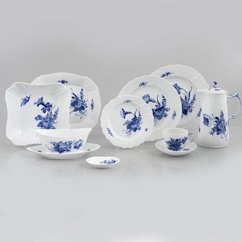 A 54-piece porcelain coffee and dinner service, "Blue Flower", Royal Copenhagen, Denmark.