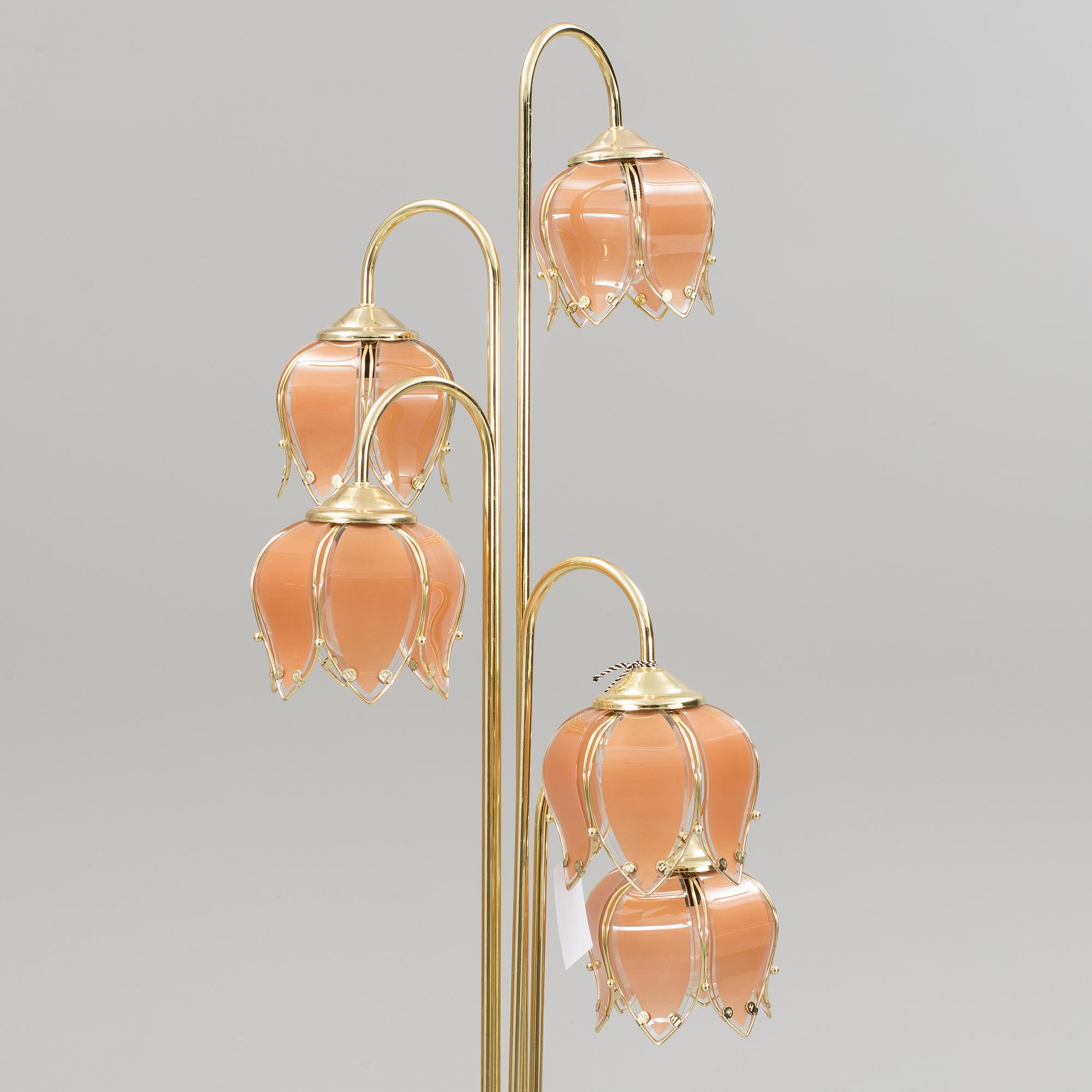 GOLVLAMPA, mässing och marmor, Cottex Sweden, 1970/80-tal.