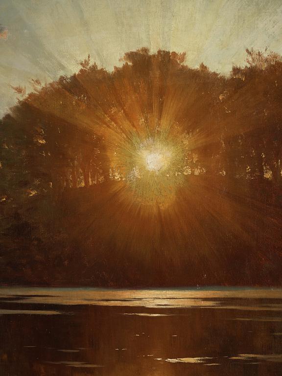 Peder Mork Mönsted, Sunset over a lake.