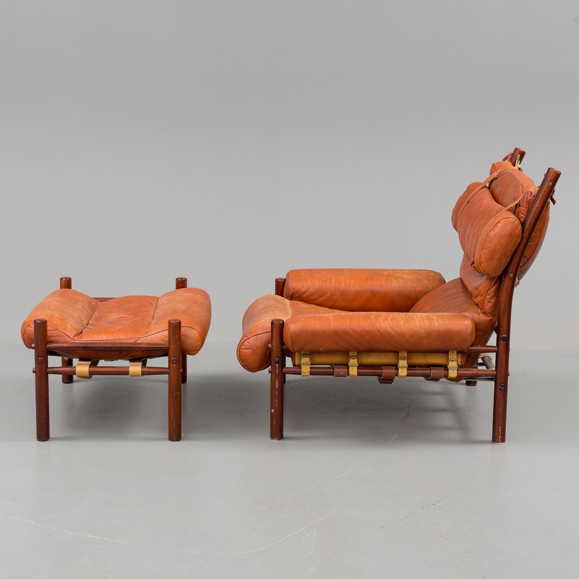 A 1960/70's 'Inca' easy chair and a foot stool by Arne Norell.