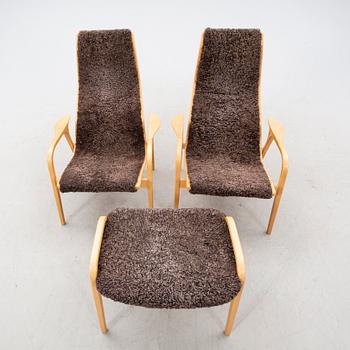 Yngve Ekström, ett par fåtöljer, en fotpall, "Lamino", Swedese.