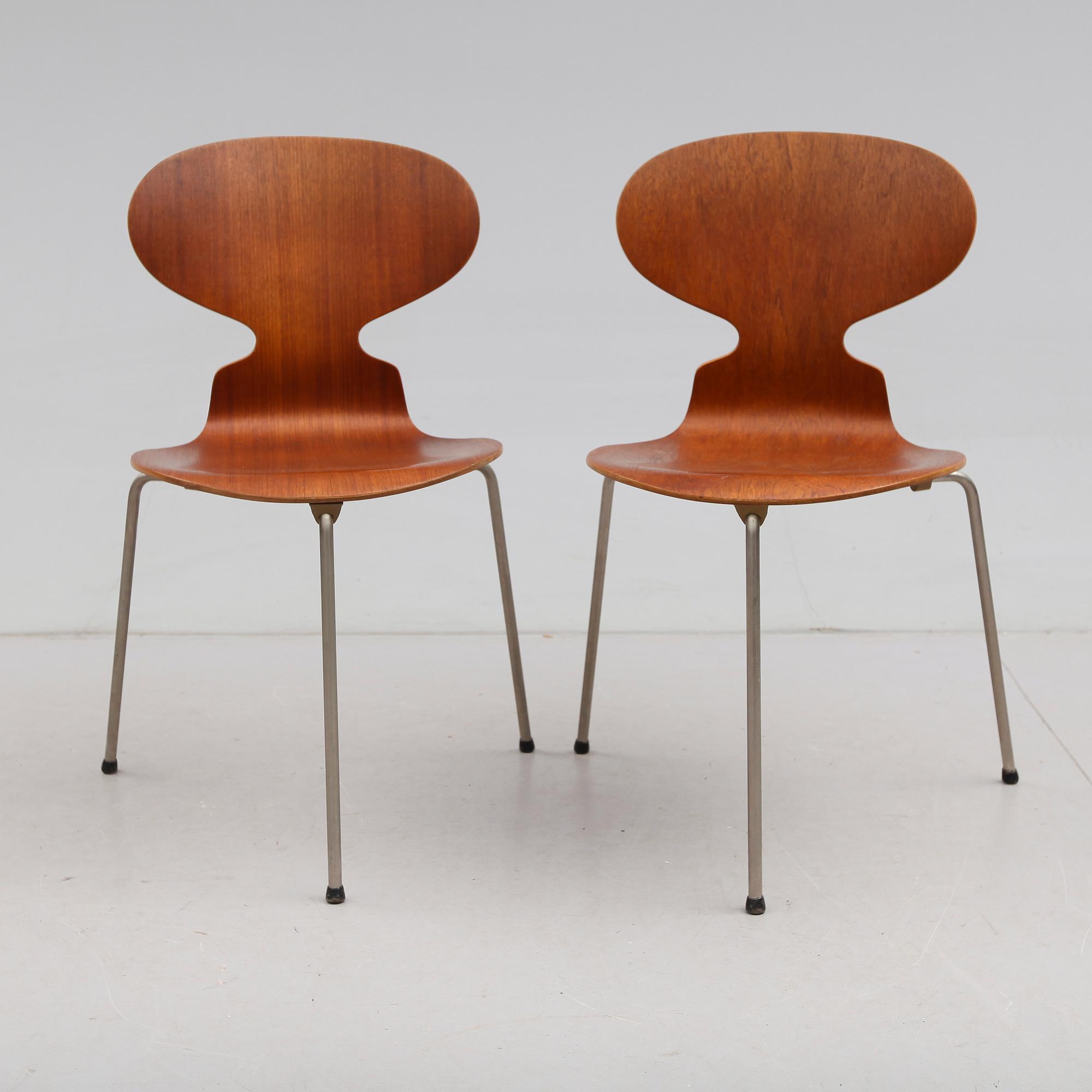 STOLAR, 1 par, "Myran",  Arne Jacobsen, Fritz Hansen, Danmark, 1900-talets mitt.