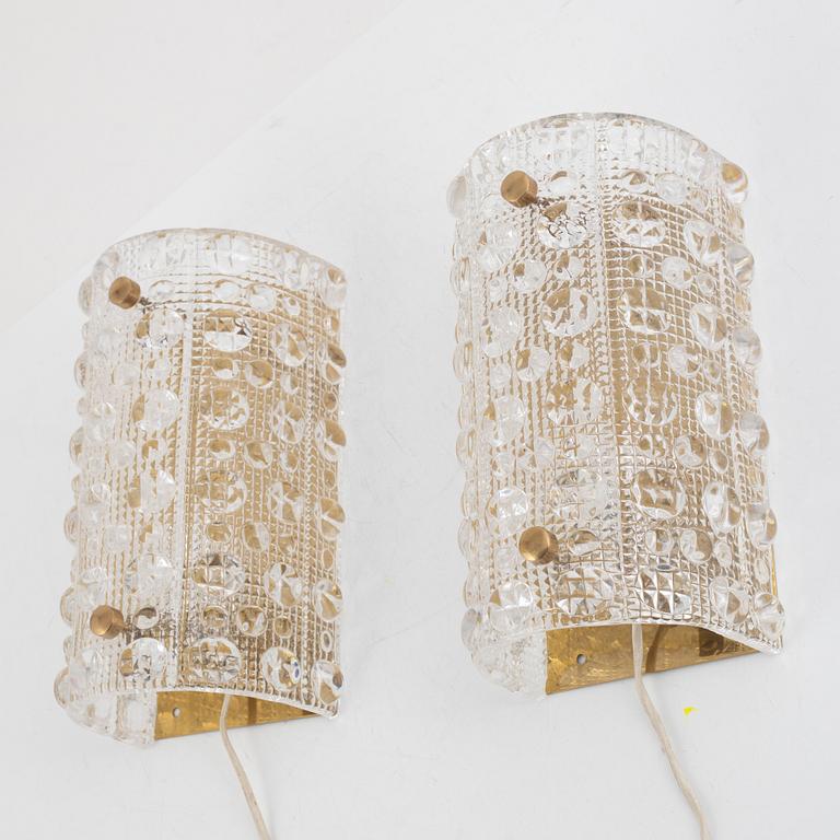 Carl Fagerlund, a pair of wall lamps, Orrefors.