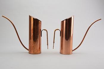 GUNNAR ANDER, 2 Copper watering pots, Ystad Metall, second half of the 20th century.