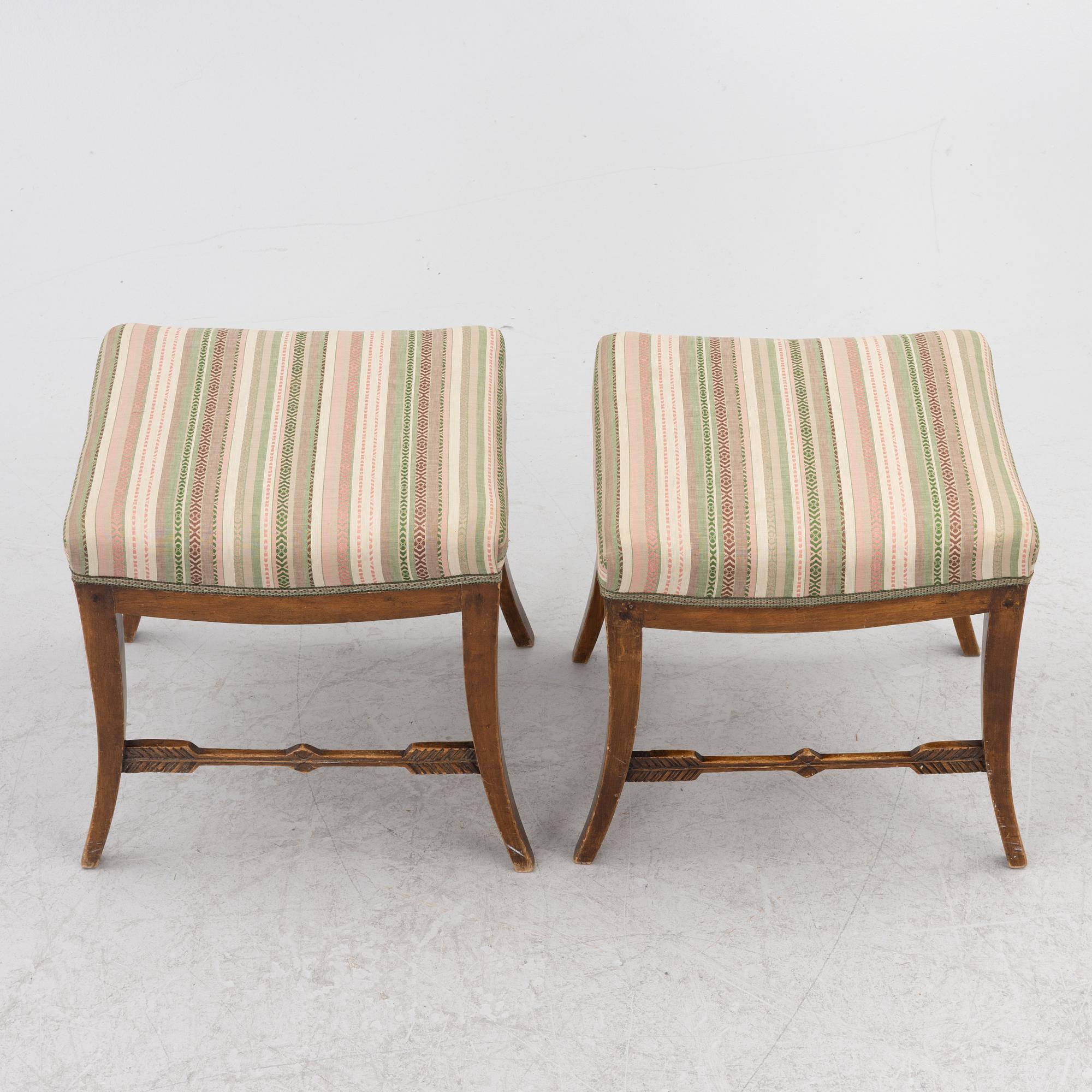 Stools, a pair, Empire, first half of the 19th century.