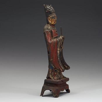 SKULPTUR, brons. Daoistisk dignitär, Mingdynastin (1368-1644).