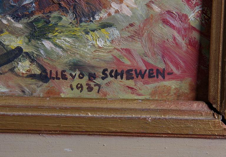 SCHEWEN, VON OLLE. Olja på masonit, sign o dat. 1937.