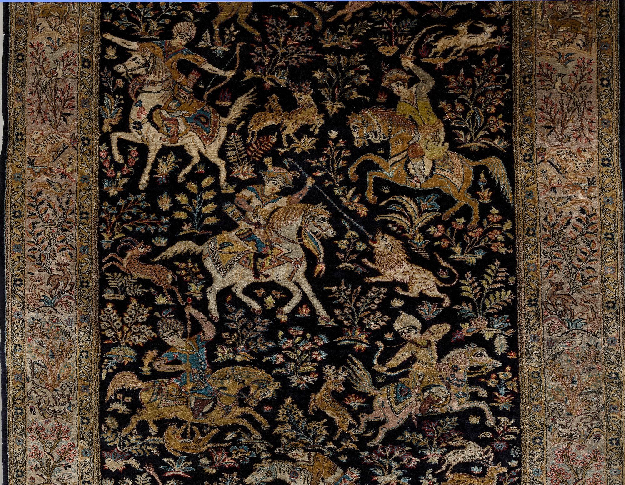 An old sik Ghom carpet ca 210 x 140 cm.