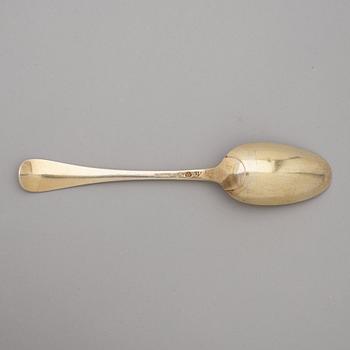 A Swedish 18th century silver-gilt serving spoon, mark of Arvid Floberg 1783.
