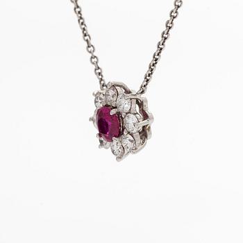 Harry Winston, halsband, "Sunflower", petite, platina, rubin och diamanter.