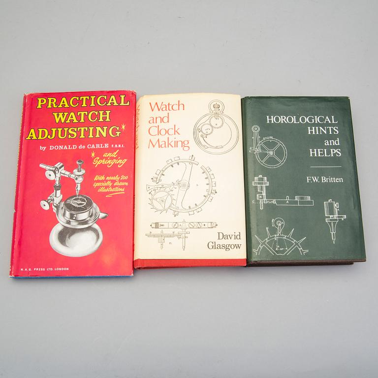 a set of fiftheen  books about clocks.