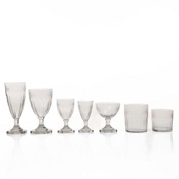 Gerda Strömberg, glasservis, 116 delar, "Hörningsholm", Strömbergshyttan.