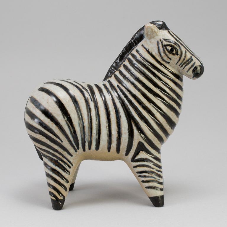 LISA LARSON, skulptur, stengods, "Zebra" ur Stora Zoo, Gustavsberg, formgiven 1957.