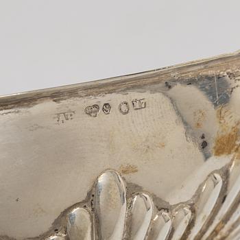 Sugar bowl, sugar spoon and salt cellar, silver, CG Hallberg and GAB, Stockholm, 1899–1917.
