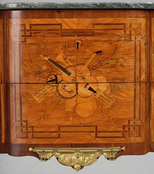 A Louis XVI rosewood and amaranth marquetry ormolu-mounted commode by Leonard Boudin (master in Paris 1761).
