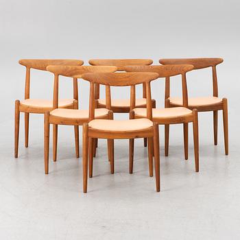 Hans J. Wegner, 6 model "W1" chairs, C.M. Madsens Fabriker, Denmark 1950s.