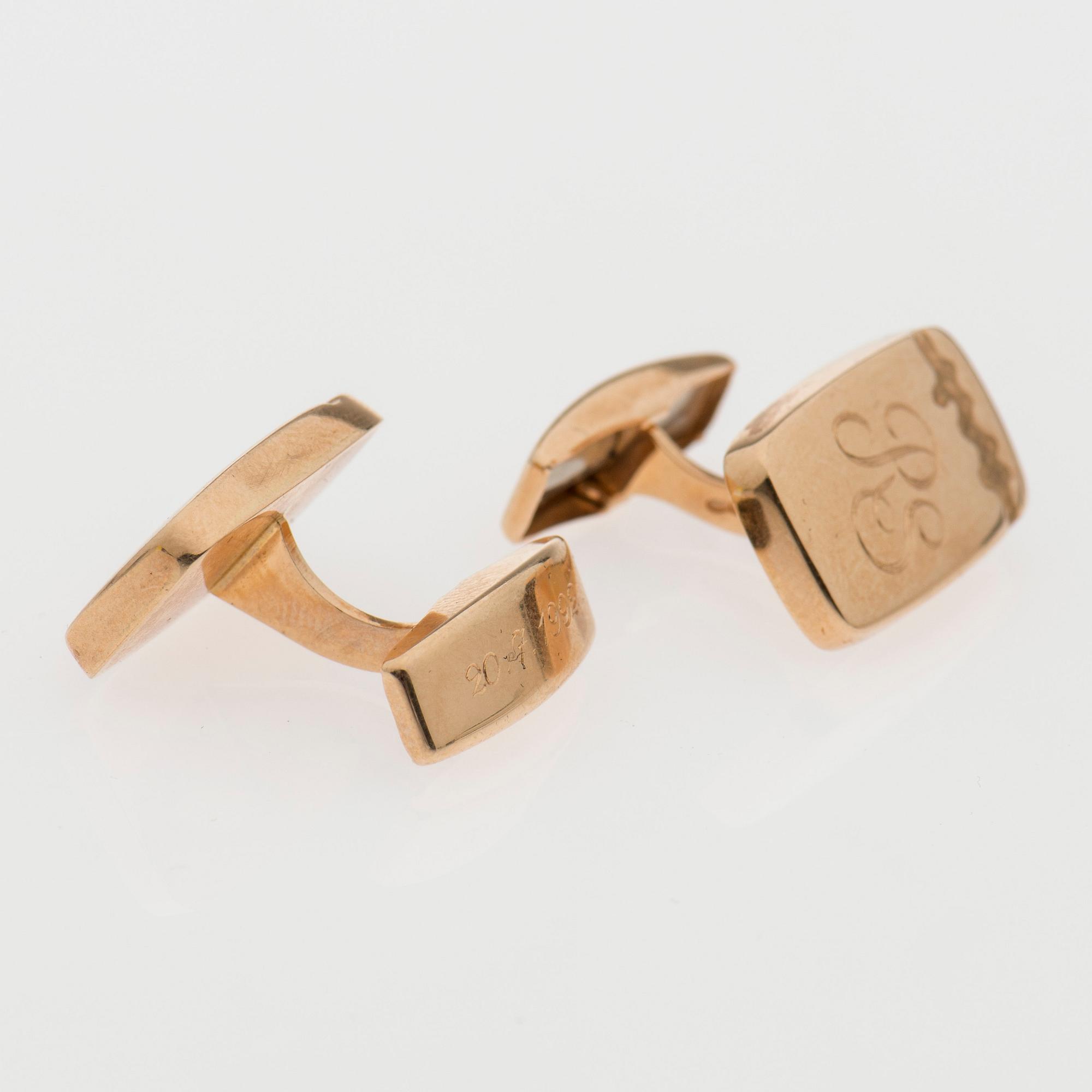 MANSCHETTKNAPPAR, 14K guld. Kultakeskus 1992.