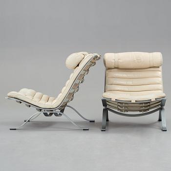 Arne Norell, "Ari", a pair of white leather easy chairs for Norell Möbel AB.