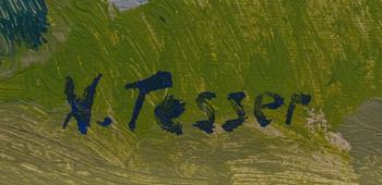 VIKTOR TESSER, olja på pannå, signerad.