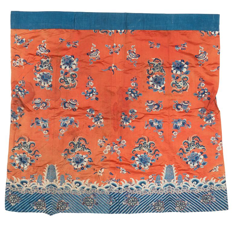 An embroidered silk altar cover, China, Qing dynasty.