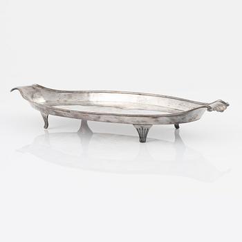 A silver tray, unidentified marks, 19/20th century.