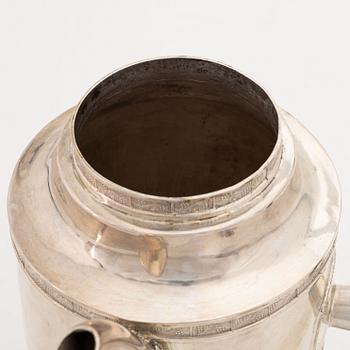 a Swedish Empire silver coffepot, mark of J. H. Leffler, Falun 1814.