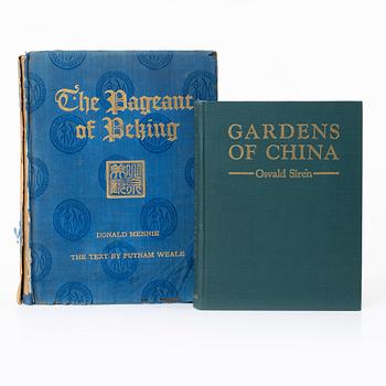 Two books, Gardens of China, by Osvald Siren and The Pageant of Peking, by Donnald Mennie and Putnam Weale.